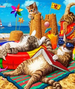 Kitties Enjoying Beach Paint By Numbers