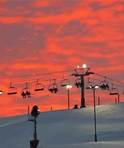 Ski Resorts With Sunset Paint By Numbers