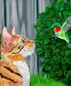 Cat With Cute bird Paint By Numbers