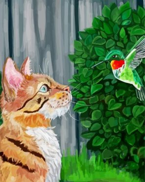 Cat With Cute bird Paint By Numbers