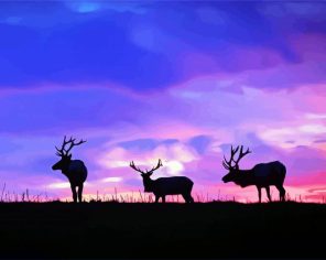 Deers At Sunset Paint By Numbers