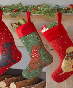 Dog Christmas Stockings Paint By Numbers