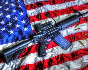 Usa Flag With Weapon Paint By Numbers