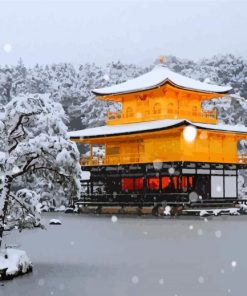 Snowy Golden Pavilion Paint By Numbers