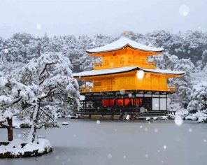 Snowy Golden Pavilion Paint By Numbers