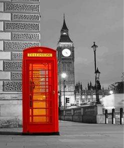 Red Phone Booth Paint By Numbers