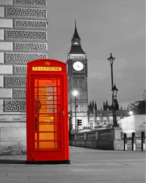 Red Phone Booth Paint By Numbers