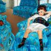 Little Girl On Blue Chair Paint By Numbers