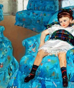 Little Girl On Blue Chair Paint By Numbers