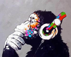 Monkey With Headphone Paint By Numbers