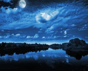 Artistic Moon And Lake Paint By Numbers