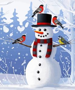 Snowman With Birds Paint By Numbers