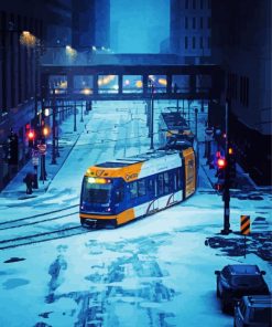 Snowy Night Trolley Paint By Numbers