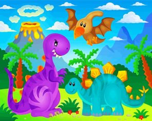 Colorful Dinosaurs Paint By Numbers