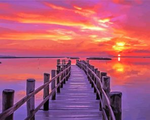 View Sunset Pier Paint By Numbers