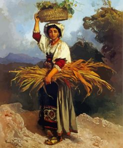 Woman Carrying Bascket Paint By Numbers