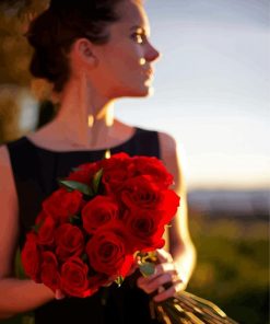 Lady Holding Bouquet Paint By Numbers