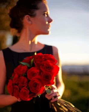 Lady Holding Bouquet Paint By Numbers