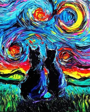 Kitties Starry The Night Paint By Numbers