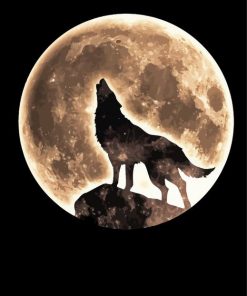 Moon With Wolf Paint By Numbers