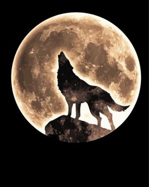 Moon With Wolf Paint By Numbers