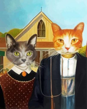 American Gothic Kitties Paint By Numbers