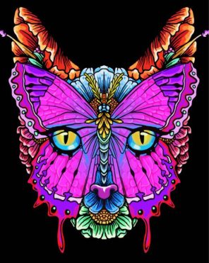 Stylish Cat Butterfly Paint By Numbers