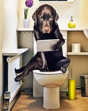 Black Dog In Toilet Paint By Numbers