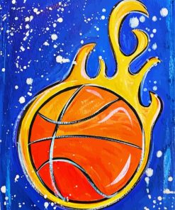 Flaming Bascketball Paint By Numbers