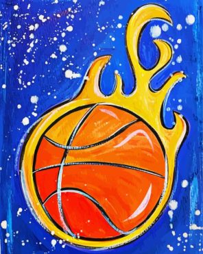 Flaming Bascketball Paint By Numbers