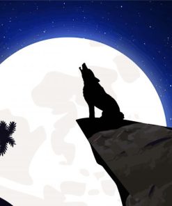 Wolf With Moon Paint By Numbers