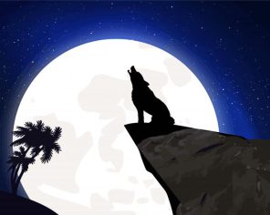 Wolf With Moon Paint By Numbers