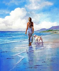 Girl Walking With Her Dog Paint By Numbers