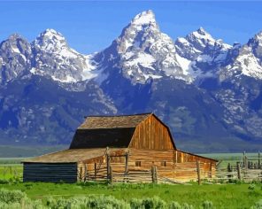 Grand Tetons Barn Paint By Numbers