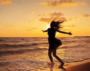 Happy Girl On Beach Paint By Numbers