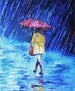 Lady Walking In The Rain Paint By Numbers