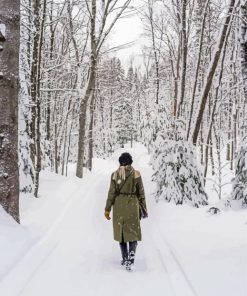 Lady Walking In Snow Paint By Numbers