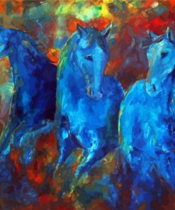 Abstract Blue Horses Paint by Numbers