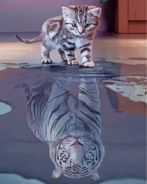 Kitty Reflection Tiger Paint by Numbers