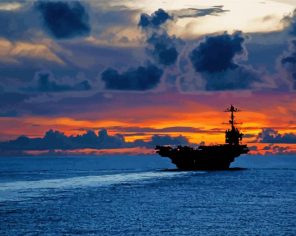 Aircraft Carrier At Sunset Paint By numbers