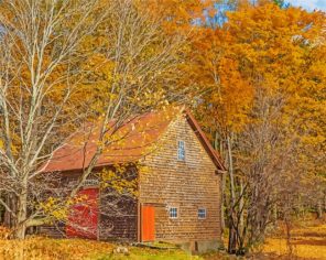 Barn Fall Scene paint by numbers