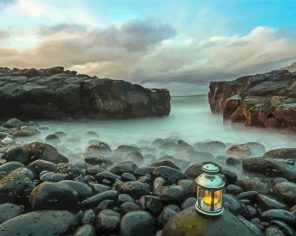 Lantern On beach Rock Paint By Numbers