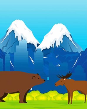 Bear And Moose Abstract paint by numbers