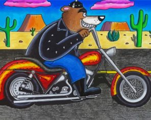 Bear On Motorcycle paint by numbers