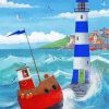 Lighthouse And Sailboat Paint By Numbers