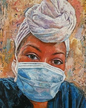 Close Up African American Nurse Art paint by numbers