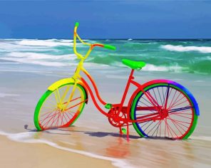 Colorful Bicycle On Beach paint b y numbers