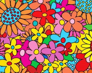 Colorful Hippie Flowers Art paint by numbers