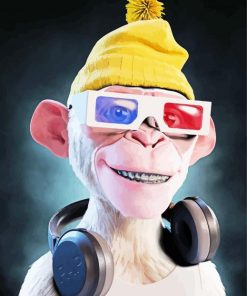 Monkey With Headphones Paint by Numbers