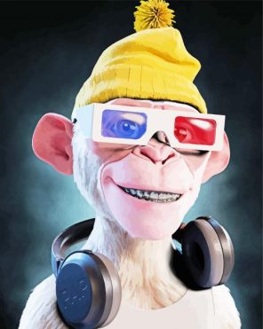 Monkey With Headphones Paint by Numbers